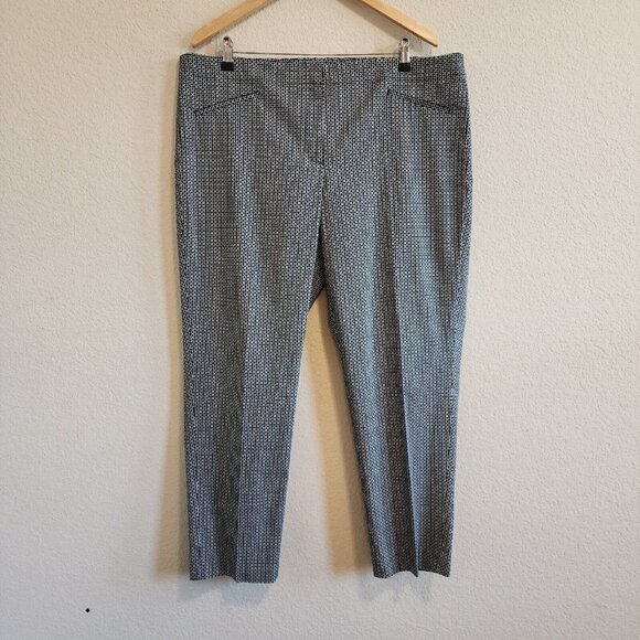 NWT J Jill Patterned Design Black White Cropped Ankle Business Pants Capri 18 - Picture 2 of 12